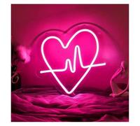 Home Bar Decor Heart Wave Neon Signs USB Powered Dimmable, Shop Neon Light For Wall Decor, Love Heart Neon Lights 25cmx25cm