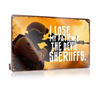 Home Bar Decor I Lose My Patience, The Devil Sheriffs. Tin Sign Room Signs For Bedroom Garage Accessories For Man(30X40CM)