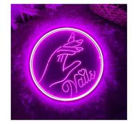 Home Bar Decor Nails Neon Sign LED Light 3D Engrave Wall Art Decor for Spa Beauty Salon Studio Stores Shops Office Party USB Powered(Purple,40x40cm)
