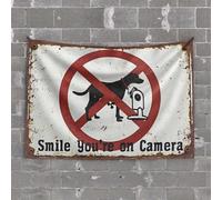 Home Bar Decor Prohibited: No Dog Pooping On Security Cameras Allowed Tapestry Home Bar Decor Funky Decor(100X150CM)