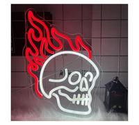 Home Bar Decor Skull Head Neon Signs, LED Signs Skeleton Night Light Signs, Hanging Neon Sign for Beer Bar Club Bedroom Party Gifts 27cmх44.5cm