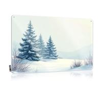 Home Bar Decor Snow-Covered Pine Trees In A Serene Winter Landscape. Tin Sign Funny Patio Decor Sarcastic Metal Signs(20X30CM)