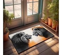 Home Bar Decor Two Lions Facing Each Other With Intense Expressions Doormat Fall Rug Farmhouse Door Mats Outdoor(40X60CM)