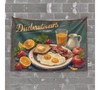 Home Bar Decor Vintage Style Breakfast Spread with Fresh Fruits, Eggs, Bacon, an Tapestry Man Cave Decorations Bar Stuff for Man Cave(100X150CM)