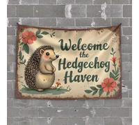 Home Bar Decor Welcome to The Hedgehog Haven: A Whimsical Floral Sign Tapestry Man Cave Decorations Bar Stuff for Man Cave(100X150CM)