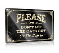 Home Bar Metal Signs Please Don't Let The Cats Out Or The Cops In Tin Sign | Room Door Sign Bar For Man Cave Hot Beer Tin Sign Things For Boys Room(20X30CM)