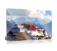 Home Bar Tin Sign A Grand Palace Perched On A Hill With Snow-Capped Mountains In The Background. Tin Sign Decorative Bar Signs Metal Signs Decor(20X30CM)