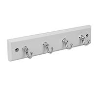Home Basics 4 Hook Wall Mounted Key Holder Rack for Entryway, Kitchen, Bedroom - Organize Car Keys, House Keys, Small Accessories and Jewelry (White)