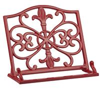 Home Basics Cast Iron Fleur De Lis Cookbook Stand, 10.5x5.5x9 Inches, Red