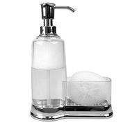 Home Basics Plastic Soap Dispenser with Sponge Compartment, Chrome