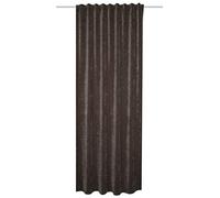 Home Basics Thermochenille Wolly 085425-6001 Thermal Curtain with Combination Band Stone 245 x 135 cm