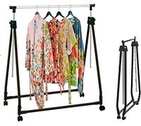 Home Beauty Modern Foldable Clothes Rail Rack Storage Display Stand- Garment Rack Castor Wheels Collapsible Clothes Rail - Adjustable Height Telescopic Extendable Rods Hanging Clothes Rack