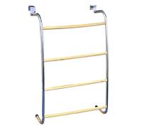 Home Beauty | Over The Door 4 Tier Towel Rack | 2 Hooks For Hanging Chrome Towel Rail Holder With 4 Bamboo Wooden Bars | Owel Holder for Bathroom, Kitchen, & Garage (69 x 48 x 13 CM)