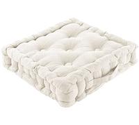 Home Bed & Bath 100% Cotton Booster Cushion Chunky Thick Seat Pads Adults Chair/Armchair/Garden Chair/Dining (Cream, 4 Seats)