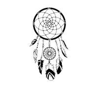 Home Bedroom Decoration Dream Catcher Pattern Vinyl Wall Art Sticker Boho StyleDreamcatcher with Feather Gift-S-30x57cm-Black