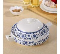 Home Big Wrist Chinese Blue and White Porcelain Tableware Genetic Wind Elegant Atmosphere with a high-Temperature-Fired Ceramic Tureen Decorative Hotel Retro Soup Bowl