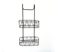 HOME BLEND® Over Shower Door Caddy - 2-Tier Hanging Shower Screen Rack - Plastic-Coated Rust-Resistant Metal Storage Organizer for Bathroom Accessories - Black