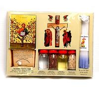Home Blessing Kit Bottles, Cross & Candles from The Holy Land Jerusalem