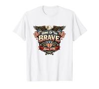 Home Brave Since 1776 Veteran Military Patriotic Eagle USA Value Graphic T-Shirt, Men, White, M
