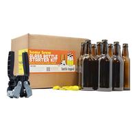 Home Brew Amber Glass Bottle Starter Kit - 10 x Bottles, 20 x Caps, 1 x Capping Machine - Beer, Cider, Kombucha - Suitable for Bottling 5 litres / 1 gallon / 9 pints