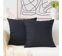 Home Brilliant Black Cushion Cover 60 x 60, Sofa Cushion Covers for Scatter Cushions Halloween, Soft Lined Linen Decorative Cushion Protectors, Set of 2, (60cm x 60 cm, Black)