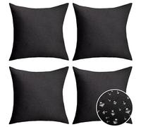 Home Brilliant Black Cushion Cover Pack of 4, Outdoor Seat Cushions Waterproof, Soft Linen Cushion Covers for Tent Bench Couch Indoor, 18inch, 45 x 45 CM, Black