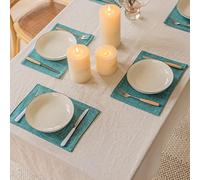 Home Brilliant Blue Placemats Set of 4 for Table, Durable Woven Place Mats for Kitchen Dinning Restaurant, 33 x 48 cm(13x19 Inch), Peacock