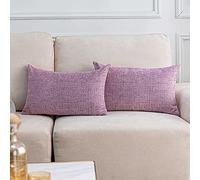 Home Brilliant Chenille Cushion Covers 30x50 Lumbar Pillow Covers Blush Decor Living Room Bedroom Couch Bench, Set of 2, Lavender Pink