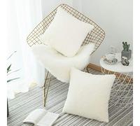 Home Brilliant Cream Cushion Cover for Sofa, Easter Decorations Super Soft Faux Fur Cushion Covers 45 x 45, Pack of 2 Cushion Protectors with Invisible Zipper, 18 Inch, (45cm, White)