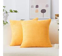 Home Brilliant Cushion Cover 60 x 60 Pack of 2, Decorative Euro Sham Covers for Couch Sofa Bed Car, Mustard Yellow Cushion Covers 60cm x 60cm, (60x60 cm, Yellow)