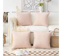 Home Brilliant Cushions Covers 45cm x 45cm Pink for Square Pillows Soft Decoration Linen Cushion Covers for Couch Sofa Bed Girl's Room, Baby Pink, 45x45 cm, Set of 4