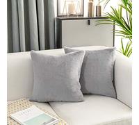 Home Brilliant Fluffy Grey Cushion Covers 45cm x 45cm, Soft Faux Fur Decorative Square Throw Pillowcases for Sofa Car Office, Plush Sheepskin Cushion Cover, 2 Pcs, (45 x 45, Grey)
