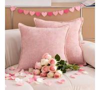 Home Brilliant Large 60x60cm Chenille Cushion Cover Dusty Pink Waffle Knit Pillowcase Premium Sofa Bed Throw Pillow Protector Valentines Decor, Set of 2, Pink