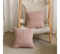 Home Brilliant Light Pink Cushion Covers 60x60 Decoration Extra Large Euro Shams for Sofa Bed, Cute Corduroy 60x60 Cushion Cover Set of 2, Pale Blush, 60cm x 60cm