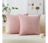 Home Brilliant Pink Cushion Covers 45 x 45 Set of 2 Decorative Corduroy Throw Pillow Covers Valentine's Day GIft Decor, 2 Pcs, Baby Pink, (45x45 cm, 18 inch)