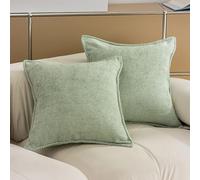 Home Brilliant Waffle Texture Cushion Covers 45cm x 45cm - Sage Green Chenille Pillow Protector, Couch Throw Pillow Case for Sofa Bed