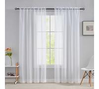 Home Brilliant Woven Voile Curtain for Bedroom, Net Curtains for Windows 72 inch Drop, White Window Treatment Panels for Net Wire, Set of 2, 54" x 72" Drop