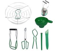 Home Canning Kit Tools Set, 7 Pieces Anti-Scald Clamp Canning Supplies Kits with Canning Jar Lifter Tongs, Can Opener, Canning Jar Rack, Food Clamp, Bubble Popper, Jar Lifter, Canning Funnel, Red