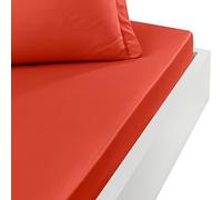 Home Cassiopee dh80pe-ter 80 Count 30 cm Percale Fitted Sheet 180 x 200 cm Terracotta