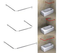 HOME CENTRE 3 Way Angled Chrome Shower Curtain U & L Shape Corner Rail 20mm in Diameter Rod Pole Bath