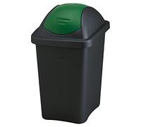 Home Centre 30L Swing Lid Kitchen Plastic General Waste Recycling Bin Colour Code Management Made in Italy Quality Rubbish Office Storage Trash Containers Green-Black