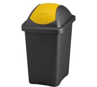 Home Centre 30L Swing Lid Kitchen Plastic General Waste Recycling Bin Colour Code Management Made in Italy Quality Rubbish Office Storage Trash Containers Yellow-Black