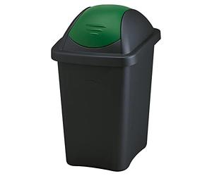 Home Centre 30L Swing Lid Kitchen Plastic General Waste Recycling Bin Colour Code Management Made in Italy Quality Rubbish Office Storage Trash Containers Green-Black