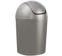 Home Centre Compact Plastic Swing Top Waste Bin 5 Litre Silver | Swing top lid, cylindrical shape, house, office, bathroom, lobby dustbin, hygienic waste disposal, daily use