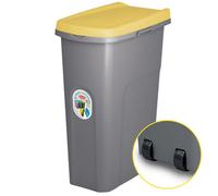 Home Centre.Direct Home Centre Plastic Lift Top Lid Waste Bin Kitchen School 40 Litre Yellow-Grey