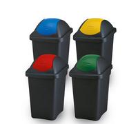 Home Centre.Direct Home Centre Set Of Four Swing Top Plastic Waste Bins 30 Litre
