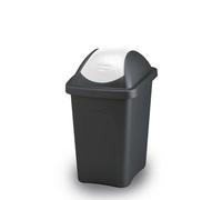 Home Centre.Direct Home Centre Swing Lid Top Plastic Waste Bin 30 Litre White-Black