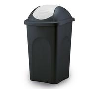 Home Centre.Direct Home Centre Swing Lid Top Plastic Waste Bin 60 Litre White-Black