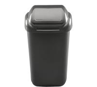 Home Centre Flip Top 15L Classic Plastic Waste Bin Kitchen Office School Work Recycling Disposable Trash Dispenser Household Recyclable Rubbish Bin Easy Cleaning Graphite