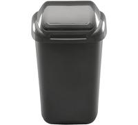 Home Centre Flip Top 50L Classic Plastic Waste Bin Kitchen Office School Work Recycling Disposable Trash Dispenser Household Recyclable Rubbish Bin Easy Cleaning Graphite
